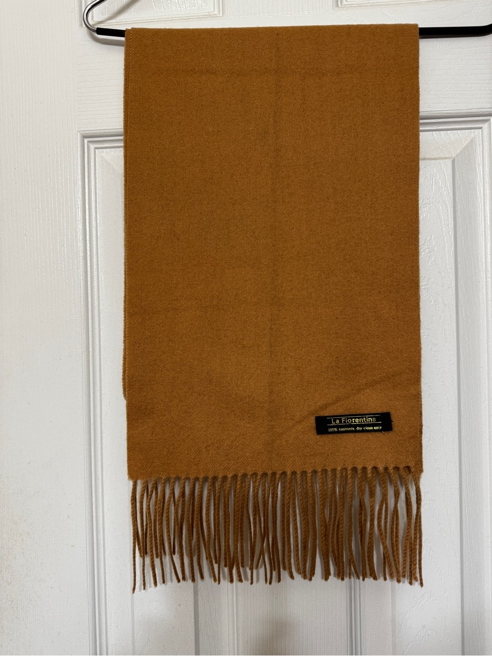 La Fiorentina Cashmere Men's or Women’s Camel Brown Fringe Scarf
